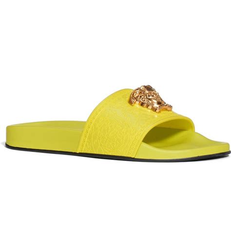 versace slides yellow|versace palazzo sandals.